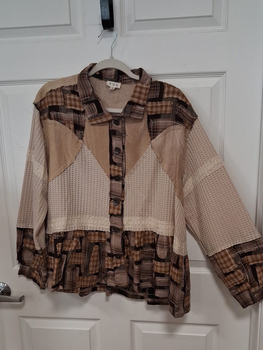 POL Beige and Brown Patchwork Jacket